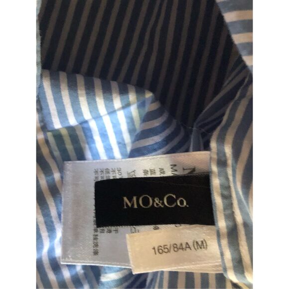 Mo & Co Fashion Striped Patchwork Cut Shoulder Shirt SZ L - Picture 8 of 9